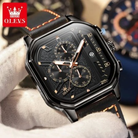 2026 OLEVS 9950 Men’s Leather Waterproof Casual Watch